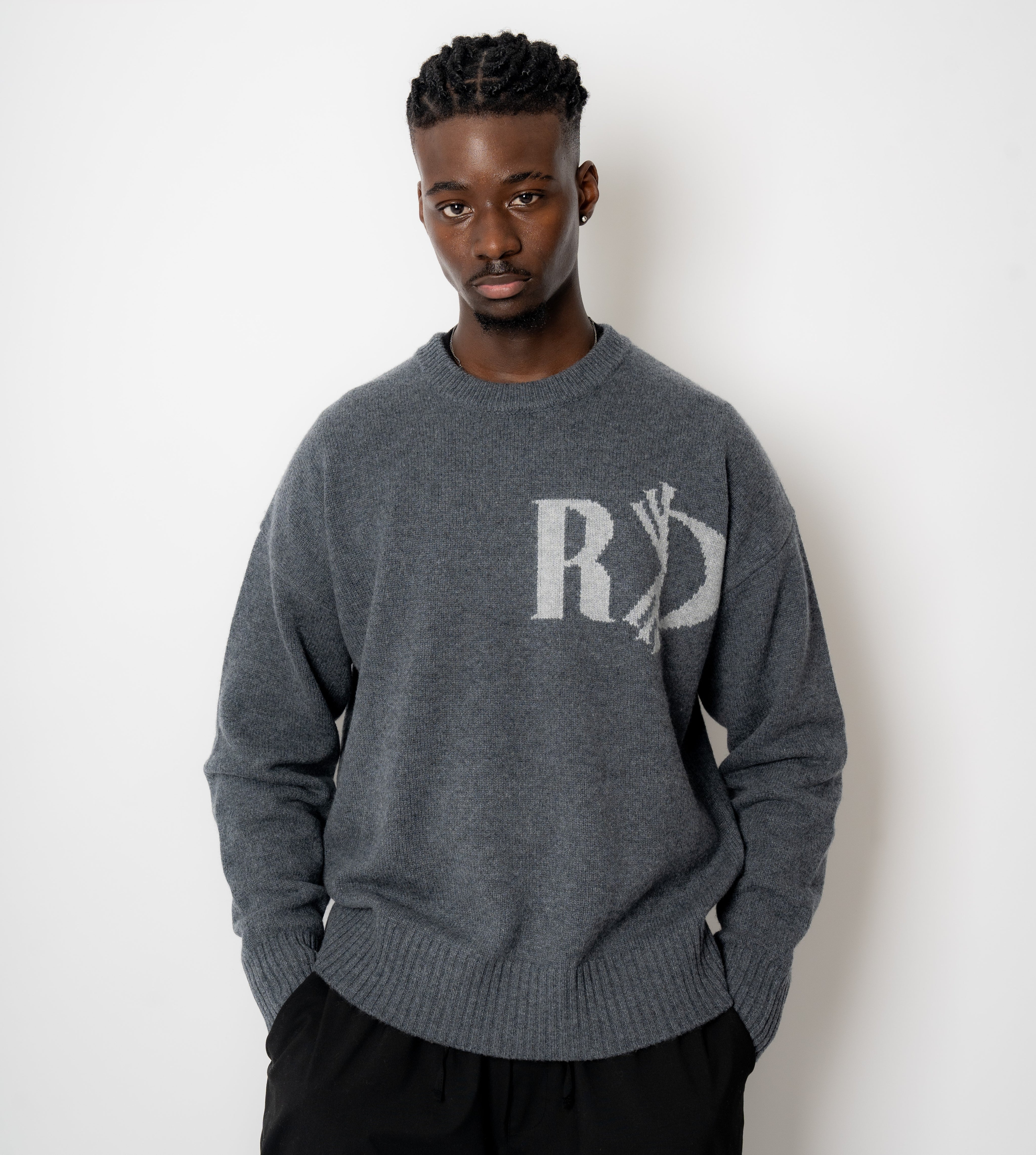 GREY RD WOOL SWEATER